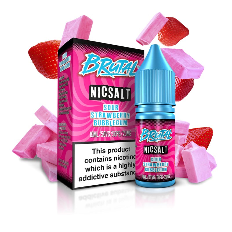 Just Juice Brutal Sour Strawberry Bubblegum Nic Salt E-Liquid 10ml 🔥 CLEARANCE 6 for £10 🔥