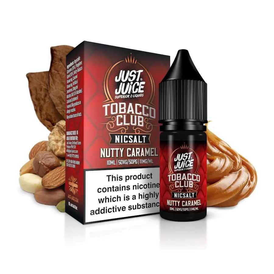 Just Juice Tobacco Club Nutty Caramel Nic Salt E-Liquid 10ml 🔥 CLEARANCE 6 for £10 🔥