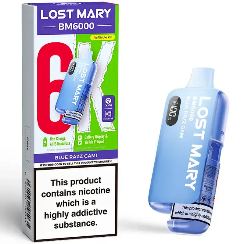 Lost Mary BM6000 Blue Razz Gami 20mg prefilled pod kit