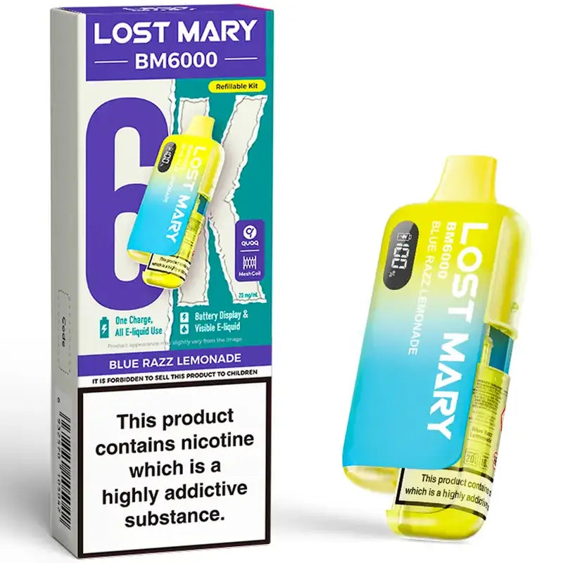 Lost Mary BM6000 Blue Razz Lemonade 20mg prefilled pod kit