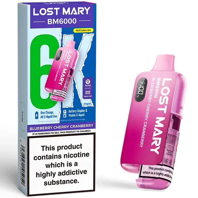Lost Mary BM6000 Blueberry Cherry Cranberry 20mg prefilled pod kit