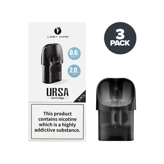 Lost Vape - Ursa Nano Replacement Pods 0.6ohm - 2ml - Pack Of 3 – retail pod box and pack contents