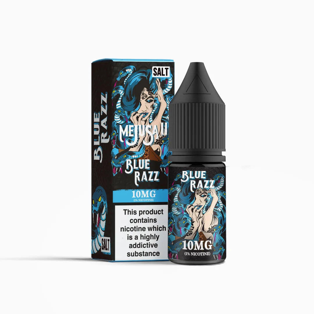 Mejusa Blue Razz 10mg nic salt e-liquid 10ml bottle and box