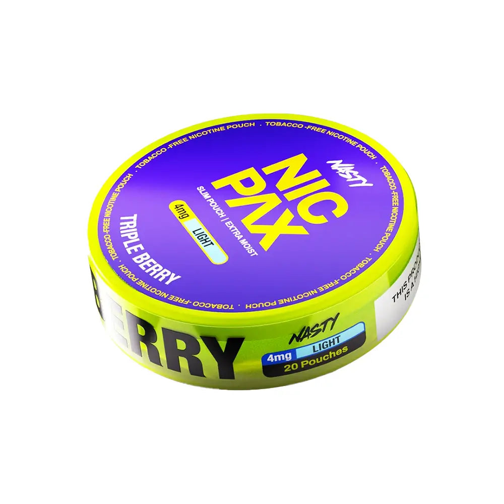 Nasty Nic Pax Triple Berry Nicotine Pouches – 30mg per pouch – 20 pouches