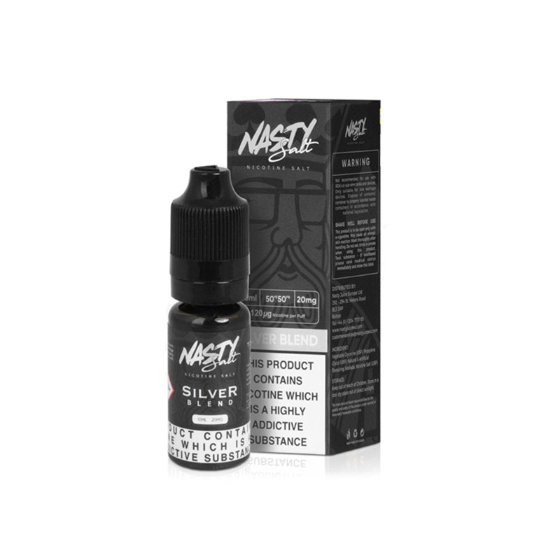 Nasty Salt Silver Blend 20mg nic salt e-liquid 10ml bottle and box