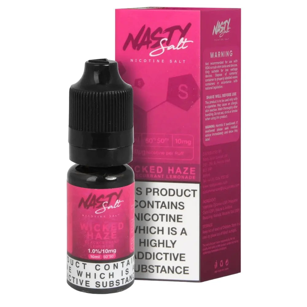 Nasty Salt Wicked Haze blackcurrant lemonade 10mg 10ml bottle and box