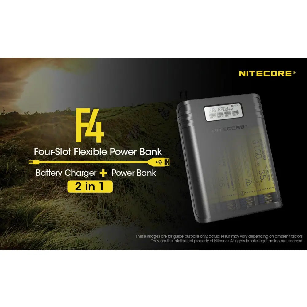 Nitecore F4 4-Bay 18650 Charger & USB Power Bank