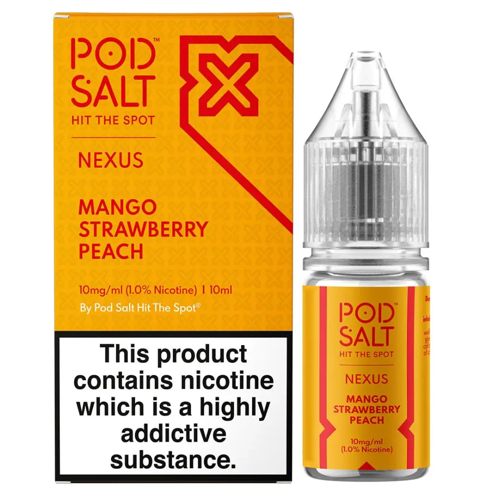 Pod Salt Nexus Mango Strawberry Peach 10ml Nicotine Salt E-Liquid | 10 for £14