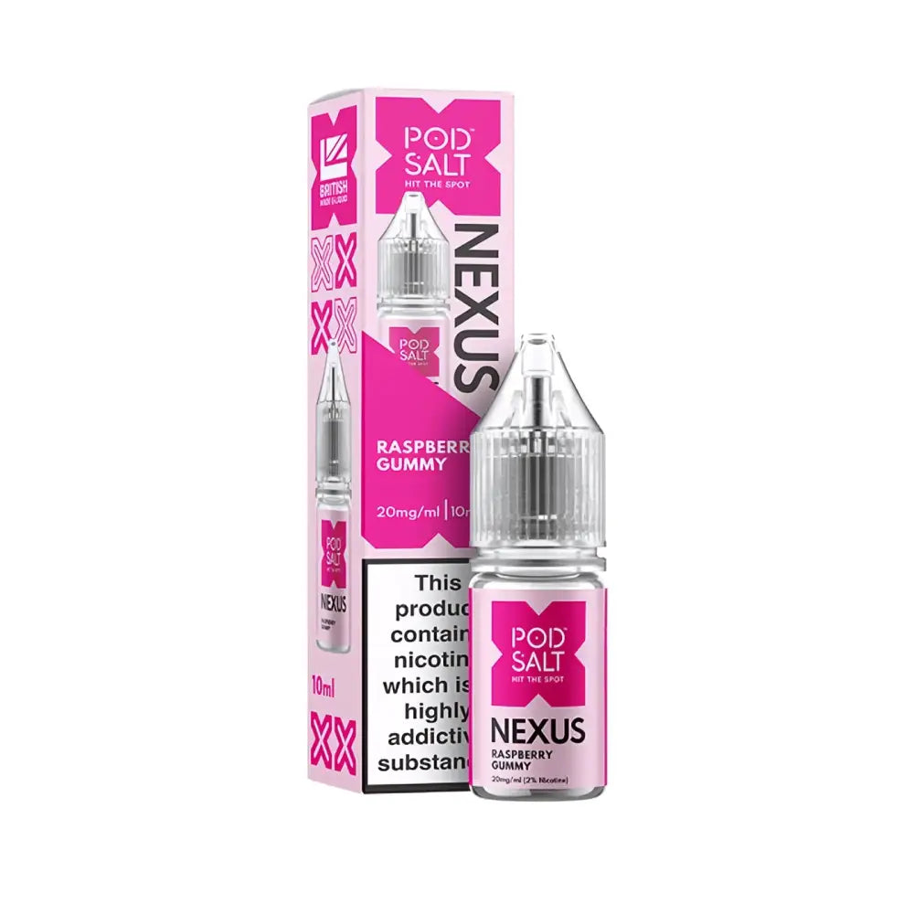 Pod Salt Nexus Raspberry Gummy 10ml Nicotine Salt E-Liquid | 10 for £14
