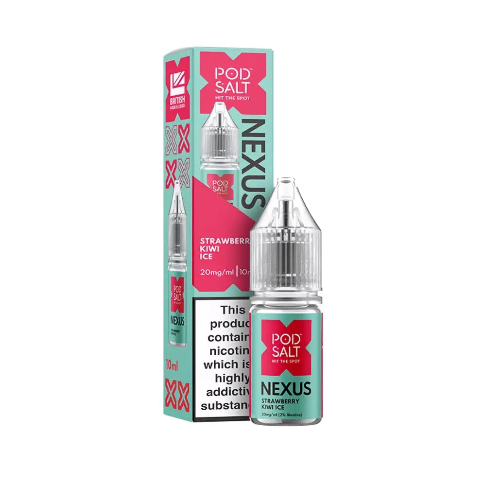 Pod Salt Nexus Strawberry Kiwi Ice 10ml Nicotine Salt E-Liquid | 10 for £14