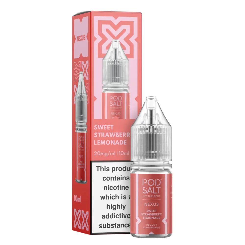 Pod Salt Nexus Sweet Strawberry Lemonade 10ml Nicotine Salt E-Liquid | 10 for £14