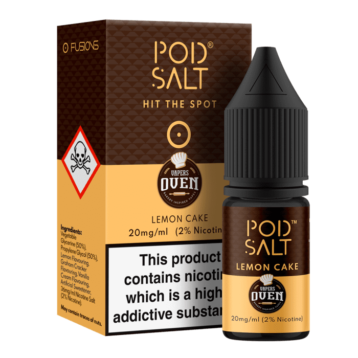 Pod Salt Vapers Oven Lemon Cake 20mg nic salt e-liquid 10ml bottle
