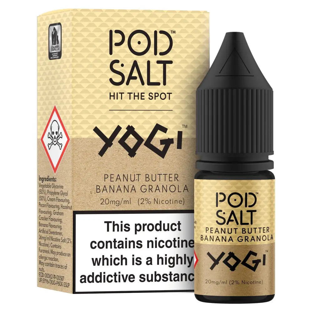 Pod Salt Yogi Peanut Butter Banana Granola 10ml Nicotine Salt E-Liquid Fusion | 10 for £14