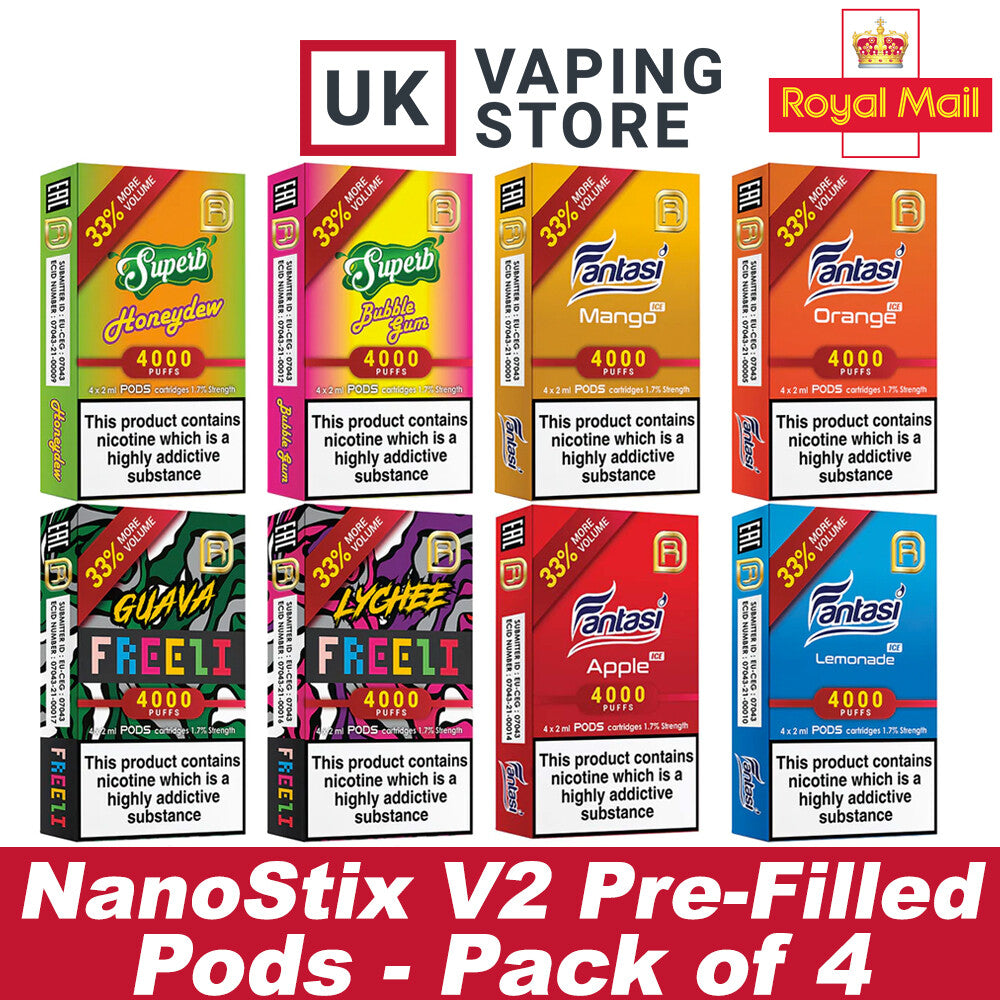 Fantasi NanoStix Mix 4000 Prefilled Pods 17mg (Pack of 4 × 2ml) sealed product pack