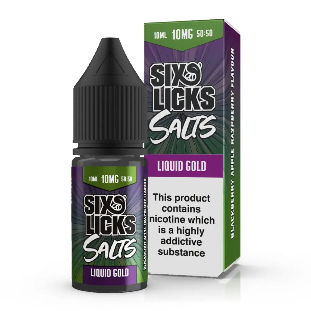 Six Licks Liquid Gold 10mg Apple Blackberry Raspberry Nic Salt 10ml