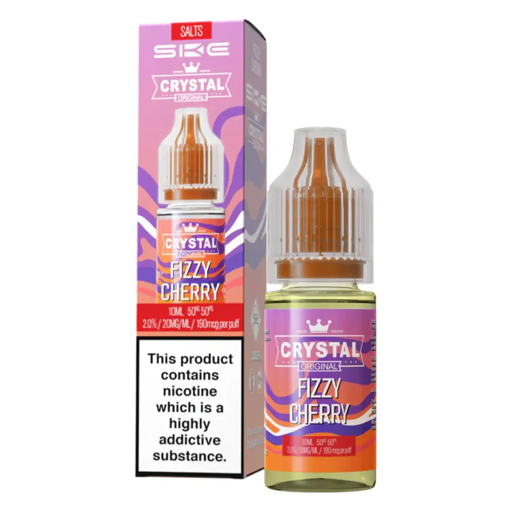 SKE Crystal Original V2 Nic Salts – Fizzy Cherry 20mg 10ml bottle and box
