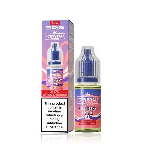 SKE Crystal Original V2 Nic Salts – Blueberry Peach Ice 20mg 10ml bottle and box