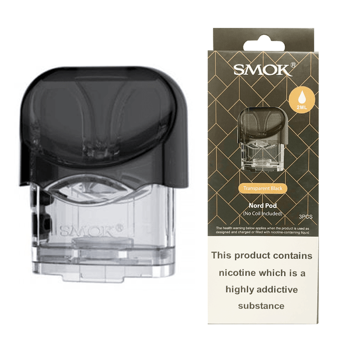 SMOK Nord Empty Replacement Pods 2ml – Transparent Black (Pack of 3) product pack