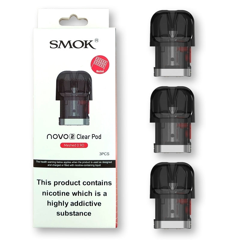 Smok Novo 2 Replacement Pods - Clear 0.9ohm - Pack of 3 Smok Novo 2 Replacement Pods - Clear 0.9ohm - Pack of 3