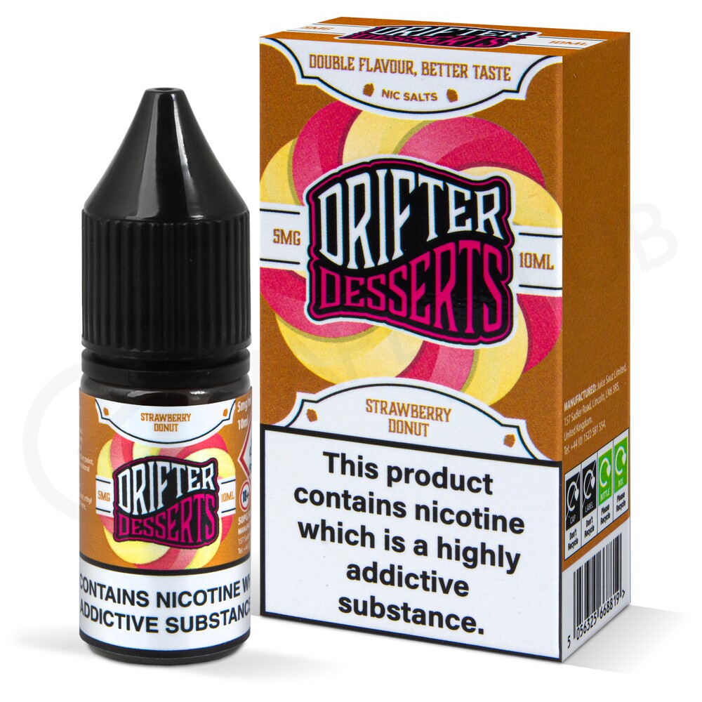 Drifter Desserts Strawberry Donut 10ml Nic Salt E-Liquid | 10 for £12