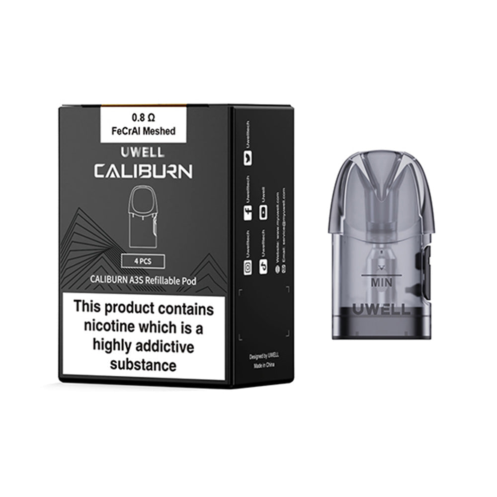 Uwell Caliburn A3S Side-Fill Replacement Pods 2ml (Pack of 4) product pack