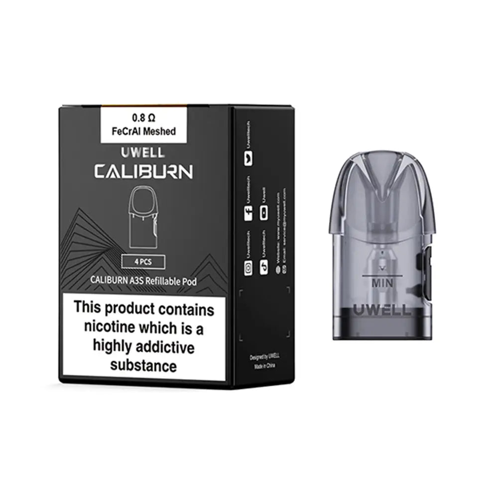 Uwell Caliburn A3S Side-Fill Replacement Pods 2ml (Pack of 4)