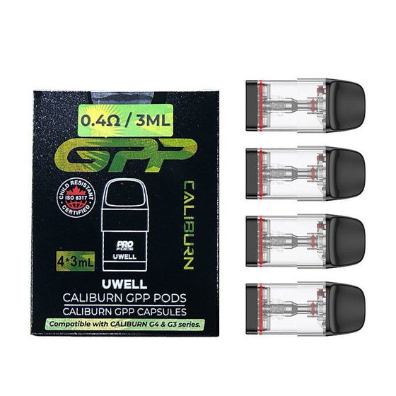 Uwell Caliburn GPP XL 3ml Top-Fill Replacement Pods (Pack of 4) – Top-fill 0.4Ω · XL 3ml · Pack of 4