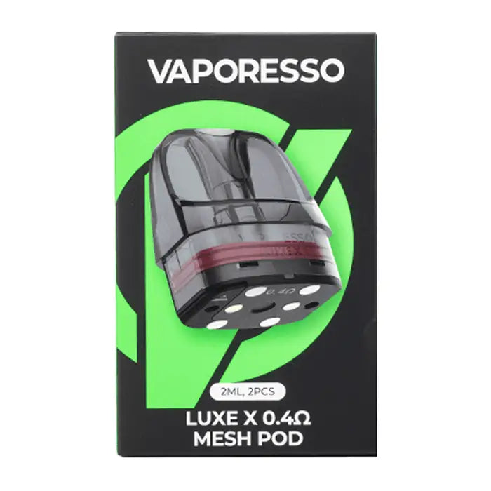 Vaporesso - Luxe X Pod - 2ml 0.4ohm - Pack of 2 – retail pod box and pack contents