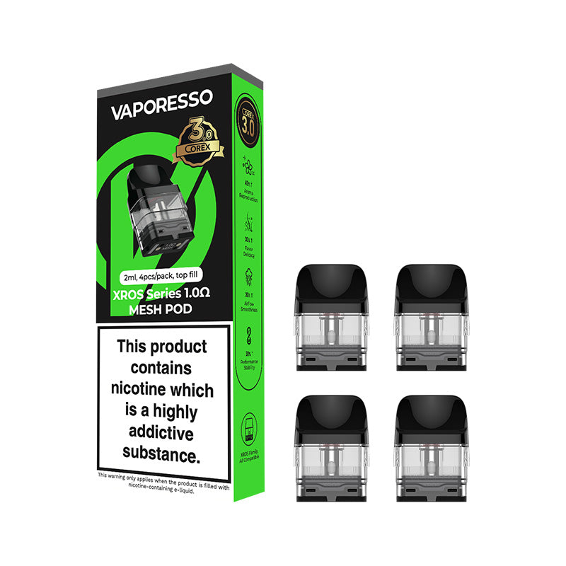 Vaporesso XROS COREX 3.0 1.0Ω 2ml top-fill replacement pods, pack of four