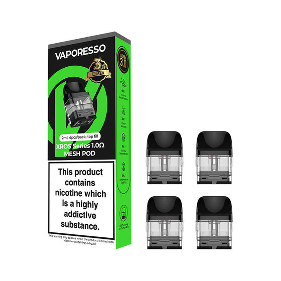 Vaporesso XROS COREX 3.0 2ml Replacement Pods (Pack of 4) – 1.0Ω · 2ml · Pack of 4