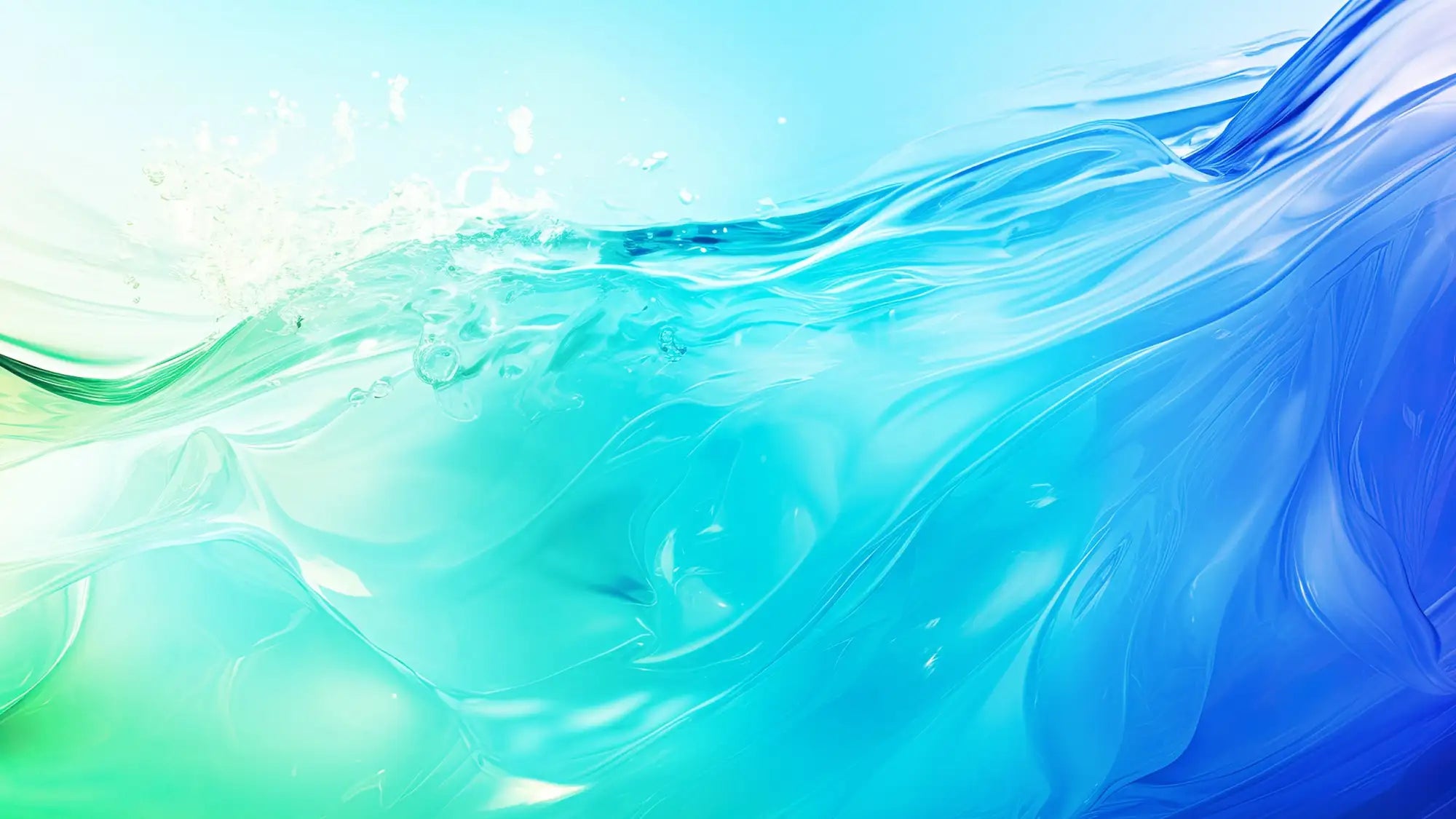 Vibrant blue and turquoise water waves with a glossy, translucent appearance.
