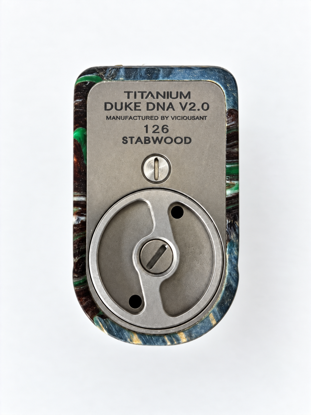 Vicious Ant Duke II DNA75C Titanium Stabwood No. 126 engraved base and battery cap