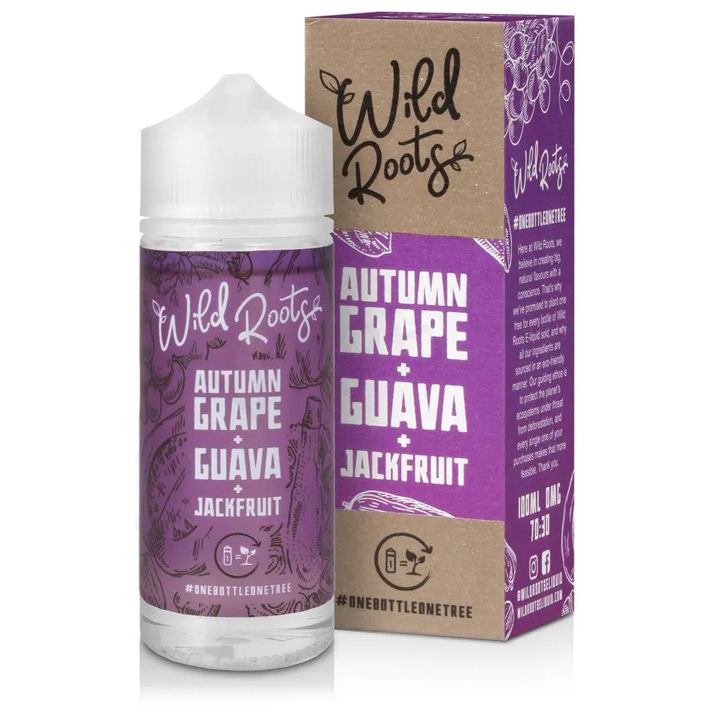 Wild Roots Autumn Grape, Guava & Jackfruit 100ml 0mg shortfill e-liquid bottle