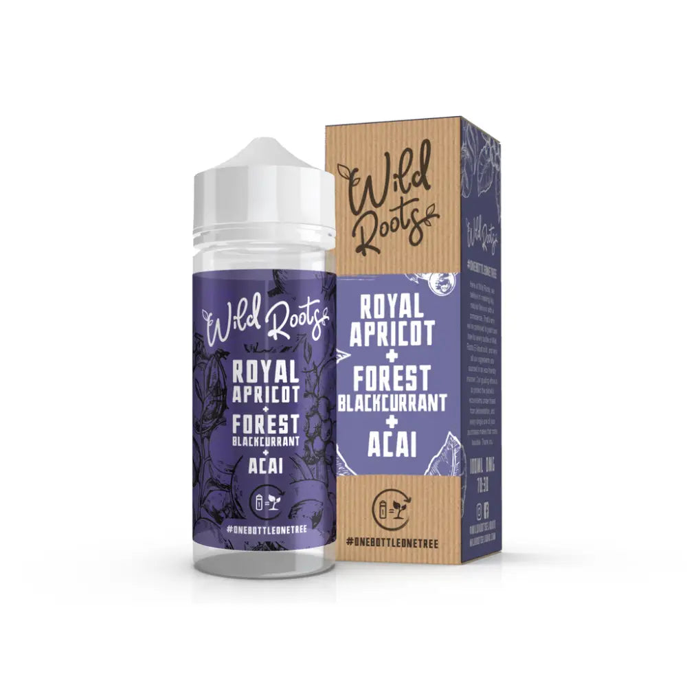 Wild Roots Royal Apricot, Forest Blackcurrant & Acai 100ml 0mg shortfill e-liquid bottle