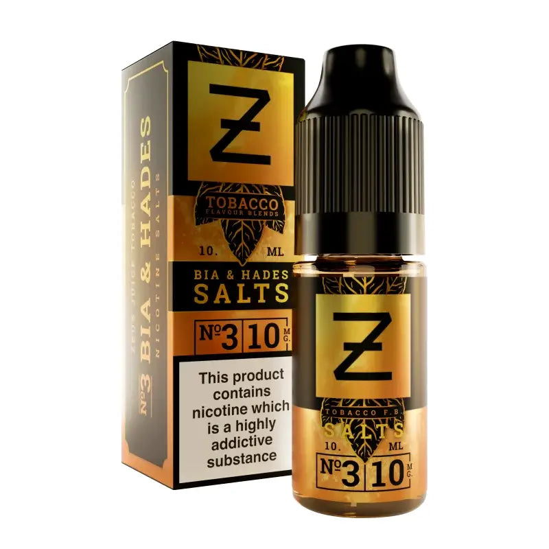 Zeus Juice Bia & Hades Tobacco Nic Salt – Box of 10